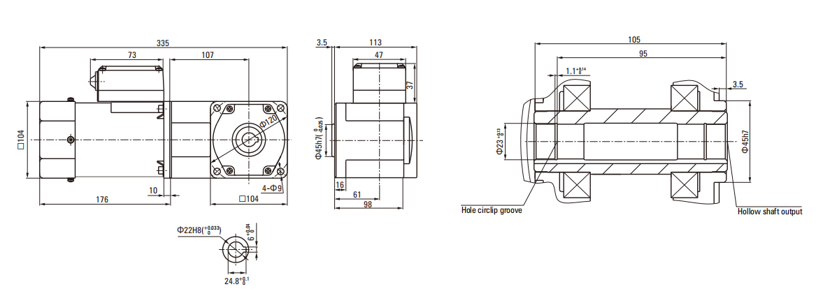 140W Induction AC Motor/Gear Motor drawing