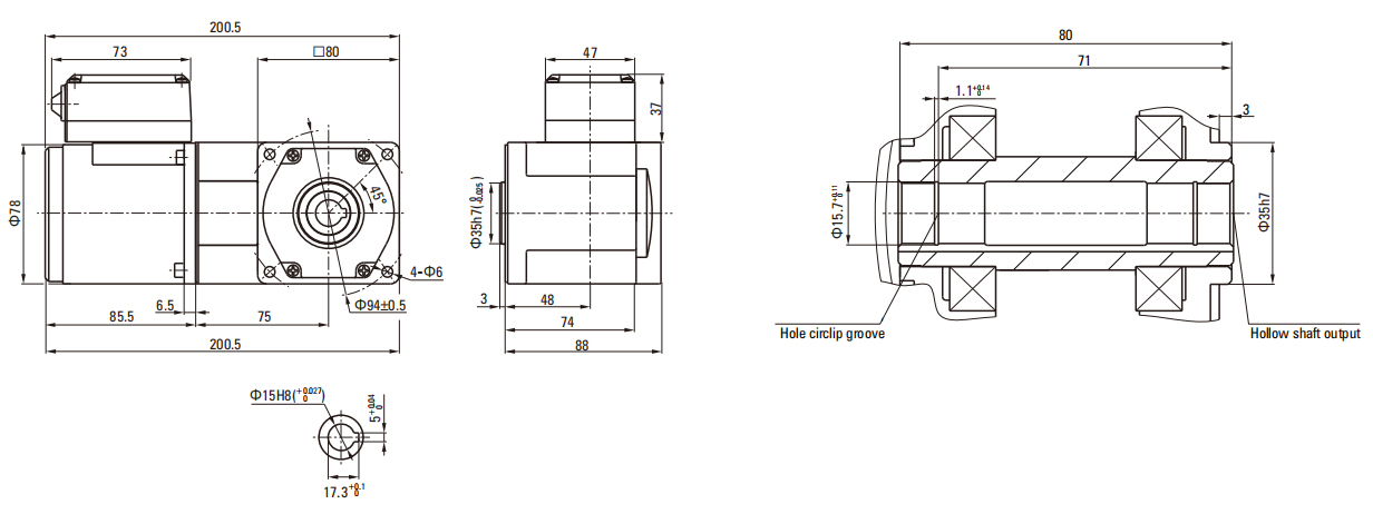 25W Induction AC Motor/Gear Motor drawing