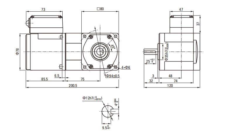 25W Induction AC Motor/Gear Motor drawing