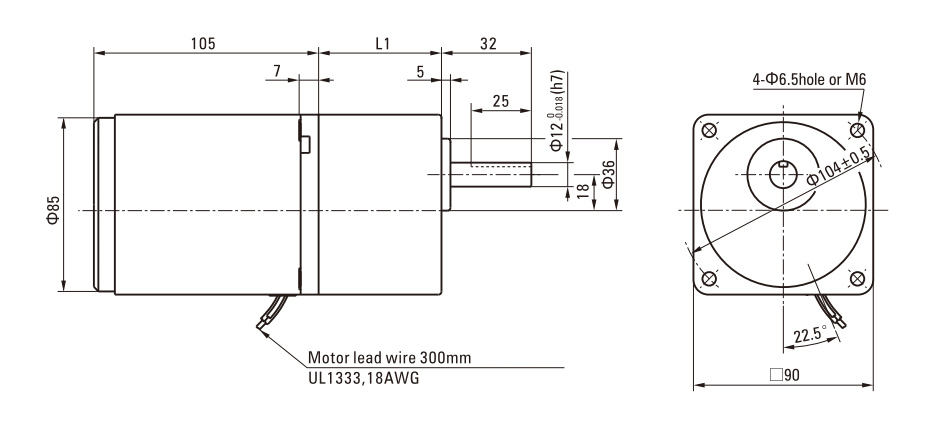 40W Induction AC Motor/Gear Motor drawing