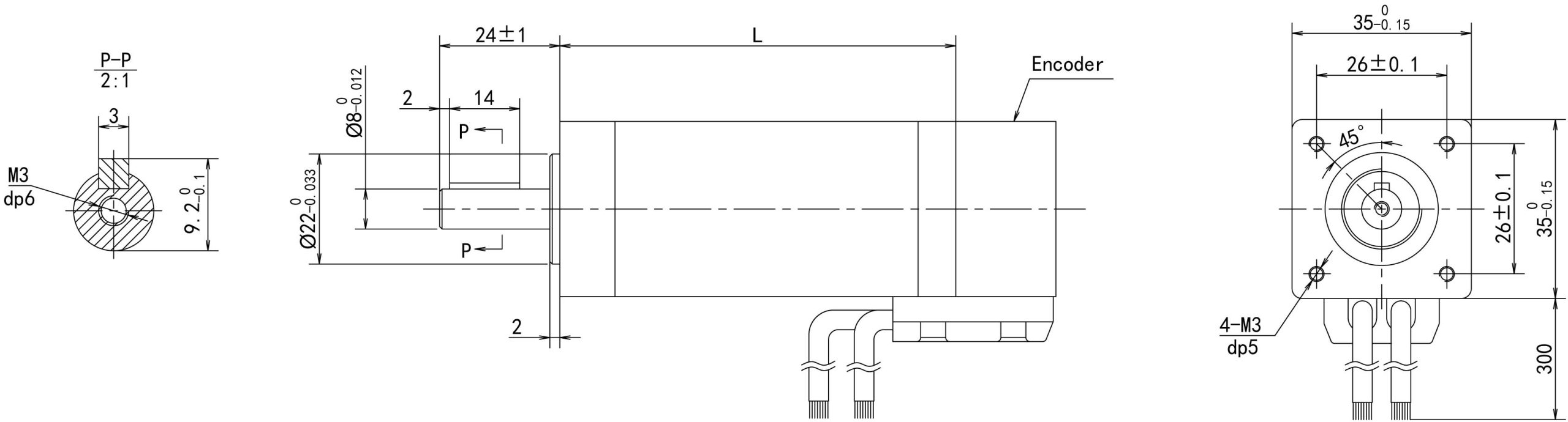 35mm Servo Motor 14SYNE drawing