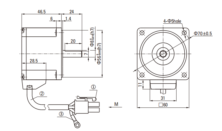 60P Series of Brushless DC Motor drawing