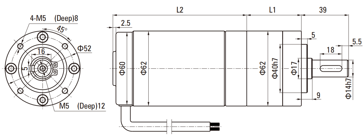 Outside Diameter 62mm DC Brush Motor
