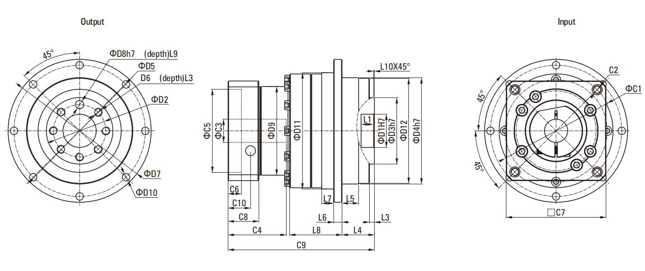 SD Series Helical Gear Planetary Gearbox drawing