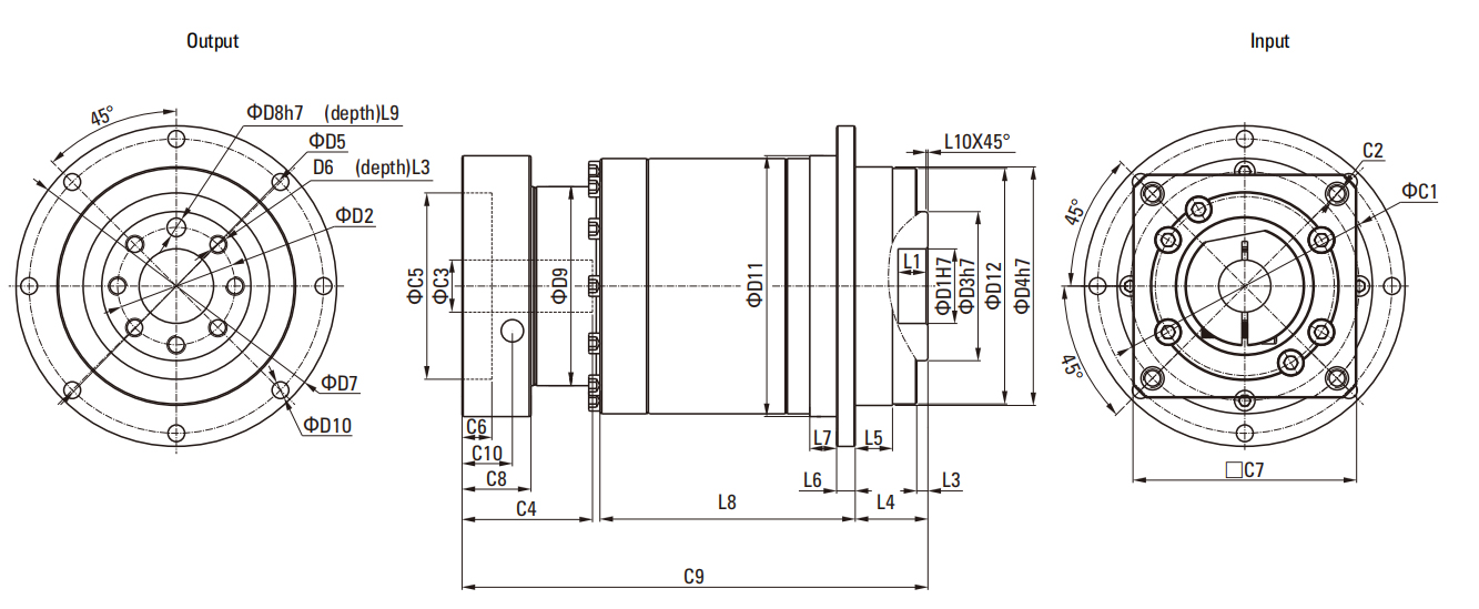 SD Series Helical Gear Planetary Gearbox drawing