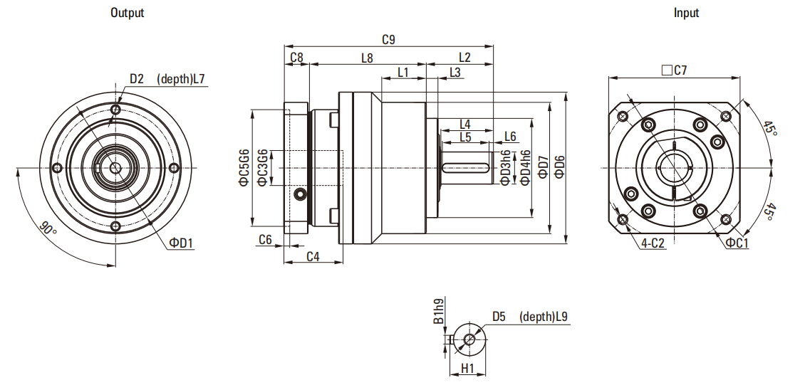 SE Series Helical Gear Planetary Gearbox drawing
