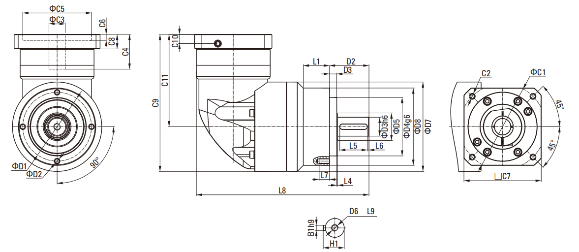SER Series Helical Gear Planetary Gearbox drawing