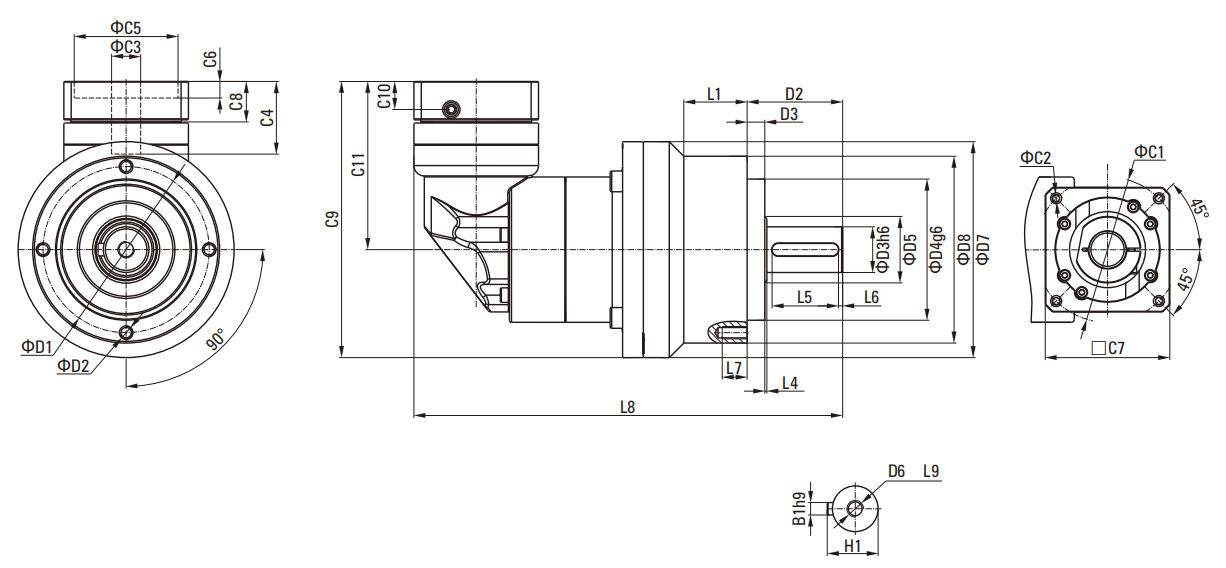 SER Series Helical Gear Planetary Gearbox drawing