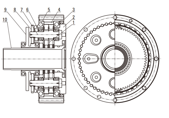 RCA(With Flange) Series RV Cycloidal Pin Wheel Reducer drawing