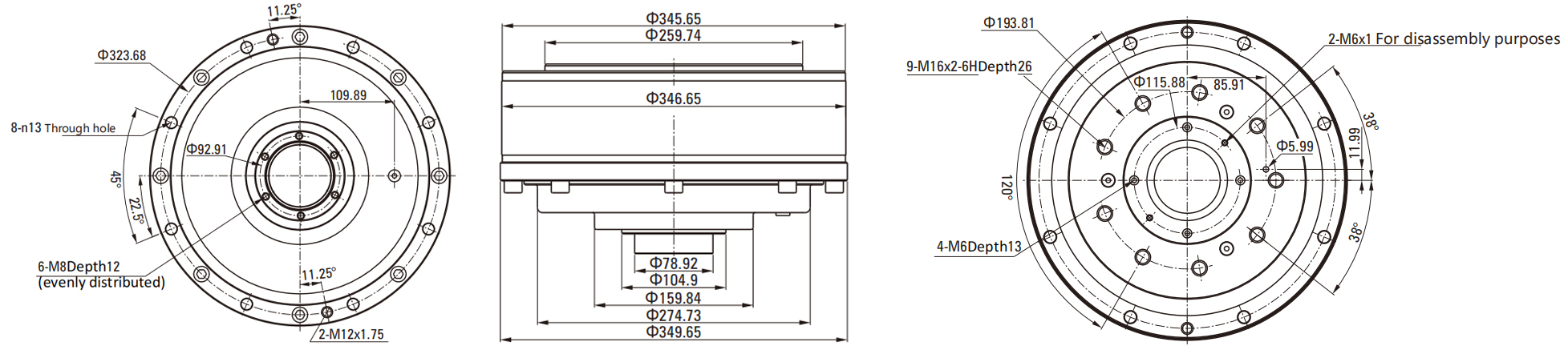 RCA(With Flange) Series RV Cycloidal Pin Wheel Reducer drawing