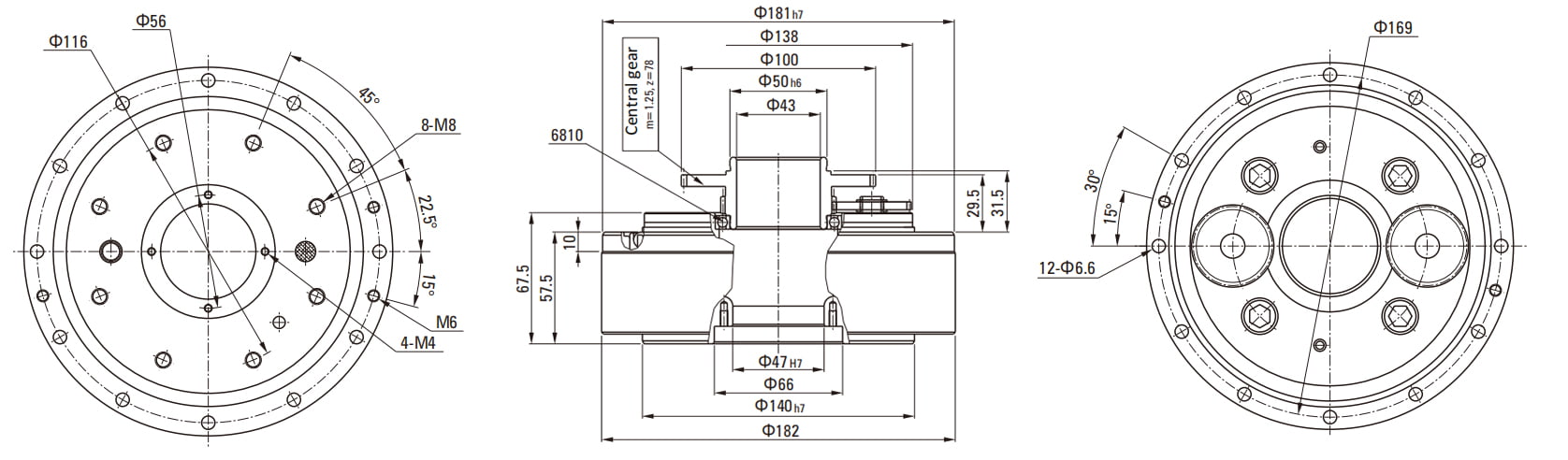 RVC Series RV Cycloidal Pin Wheel Reducer drawing