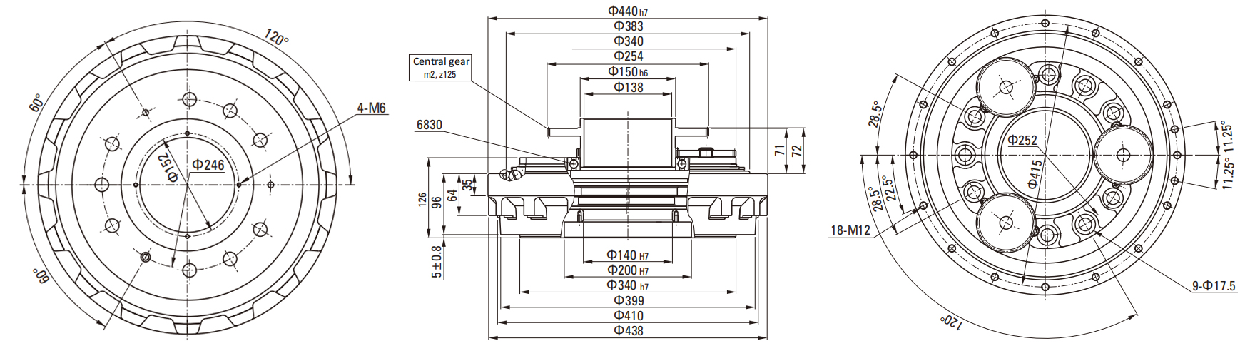 RVC Series RV Cycloidal Pin Wheel Reducer drawing