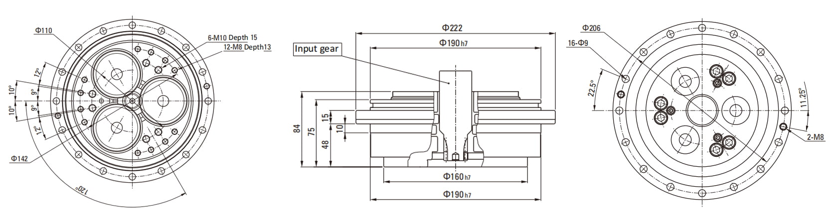RVE Series RV Cycloidal Pin Wheel Reducer drawing