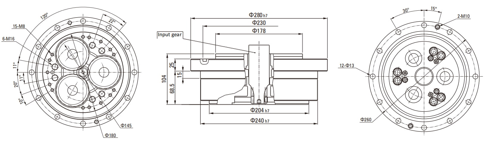 RVE Series RV Cycloidal Pin Wheel Reducer drawing